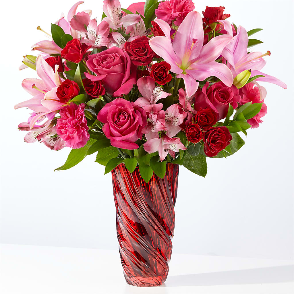 In Love Bouquet with Luxe Swirl Vase – HUTCHINSON'S FLOWERS INC, Sykesville MD