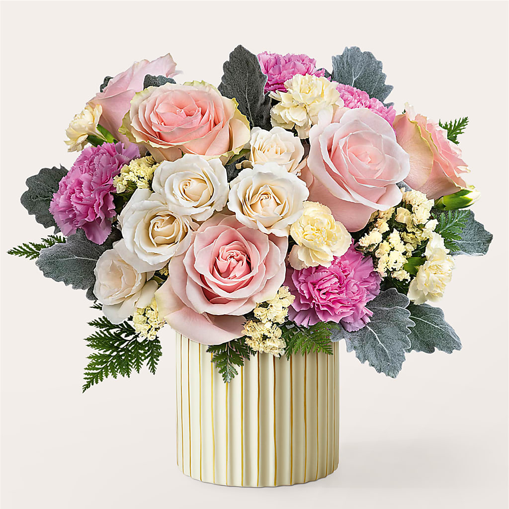 Blissful Moments Bouquet with Ivory Vase – HUTCHINSON'S FLOWERS INC, Sykesville MD
