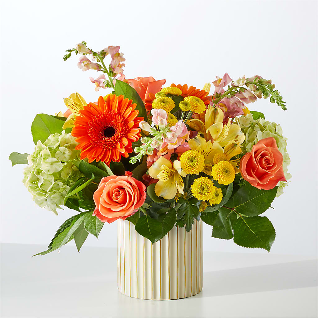 Autumn Sunshine Bouquet with Ivory Vase – HUTCHINSON'S FLOWERS INC, Sykesville MD