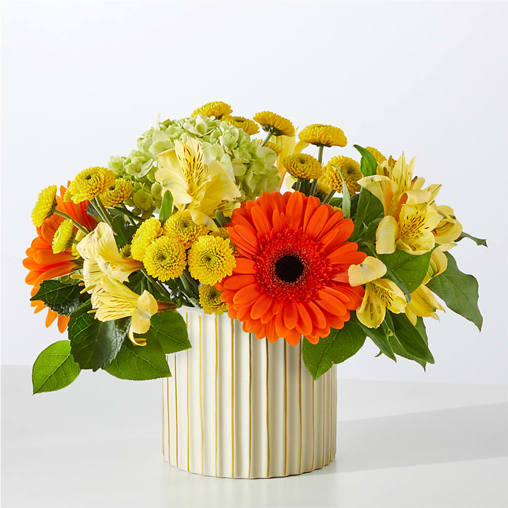 Autumn Sunshine Bouquet with Ivory Vase – HUTCHINSON'S FLOWERS INC, Sykesville MD